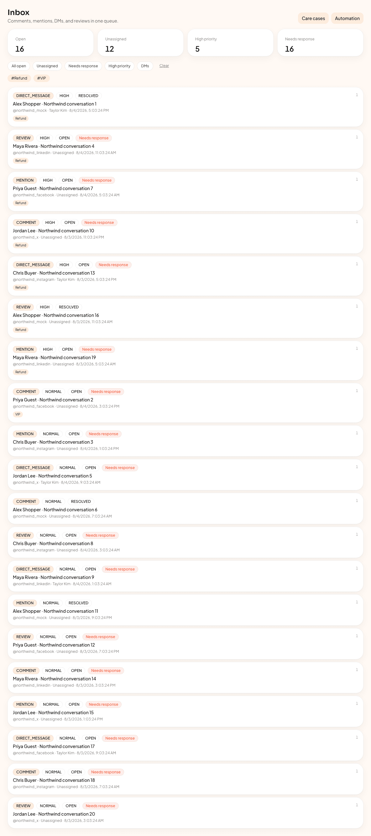 Inbox from demo workspace